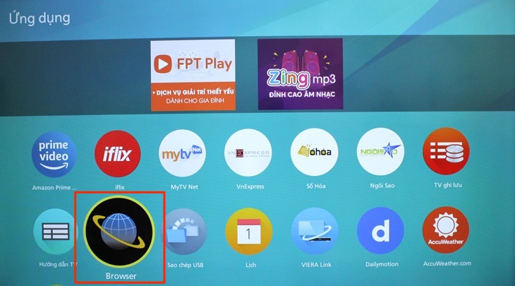Ứng dụng Browser trên tivi
