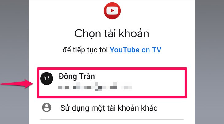 Chọn tài khoản