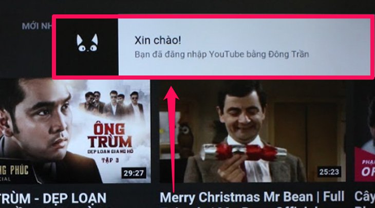 Tivi thông báo đăng nhập thành công