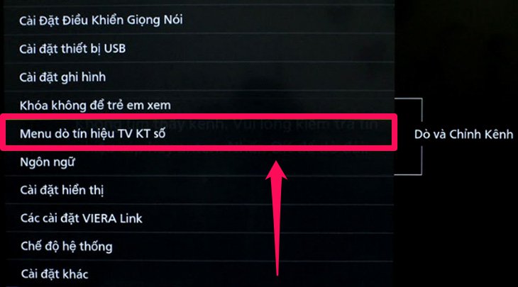 Chọn Menu dò tín hiệu TV KT số