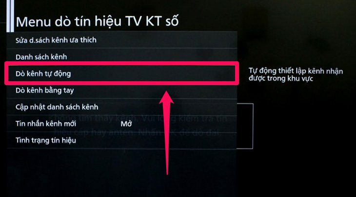Chọn Dò kênh tự động