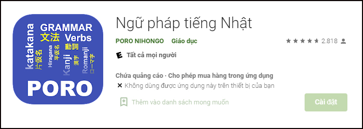 Ứng dụng Ngữ pháp tiếng Nhật 