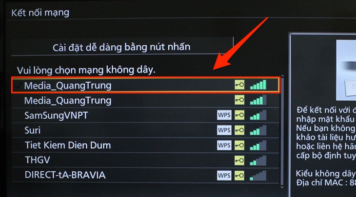 Kết nối mạng trên tivi Panasonic