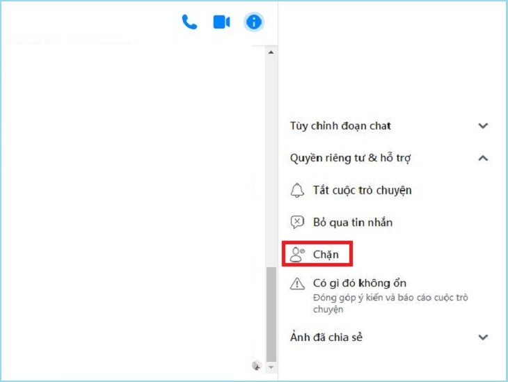 Hướng dẫn cách chặn và bỏ chặn Messenger trên điện thoại và máy tính > Chọn Chặn