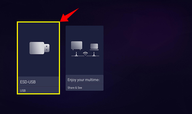 Chọn mục ESD-USB để truy cập vào USB