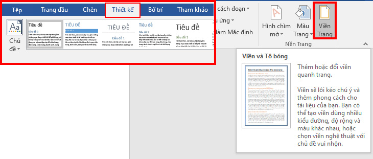 Tạo trang bìa Word bằng cách sử dụng Viền trang (Page Borders) + Bước 2