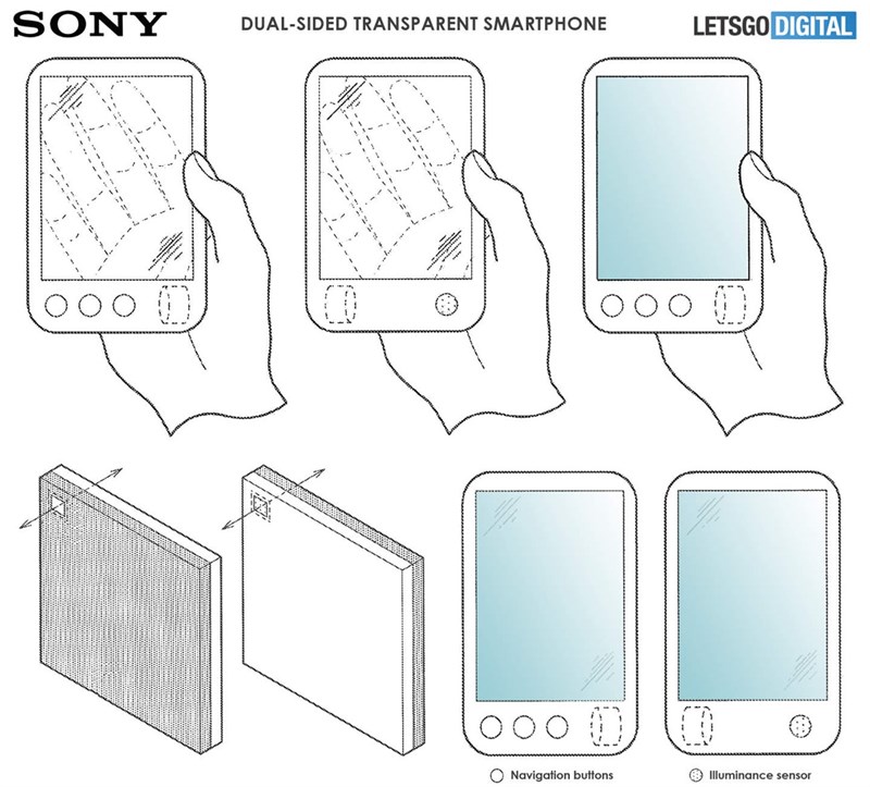 Xuất hiện bằng sáng chế smartphone Sony màn hình gập, 2 màn hình trong suốt