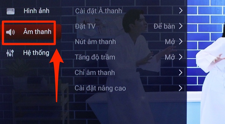 Mục cài đặt trên tivi TCL