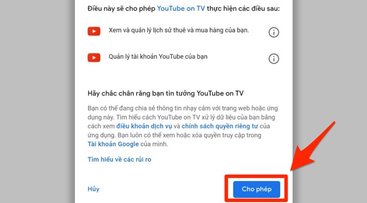 Đăng nhập tài khoản Youtube lên tivi