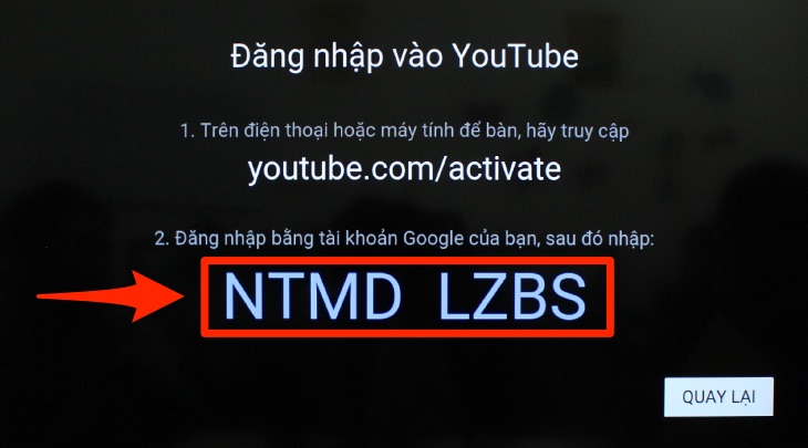 Đăng nhập tài khoản Youtube lên tivi