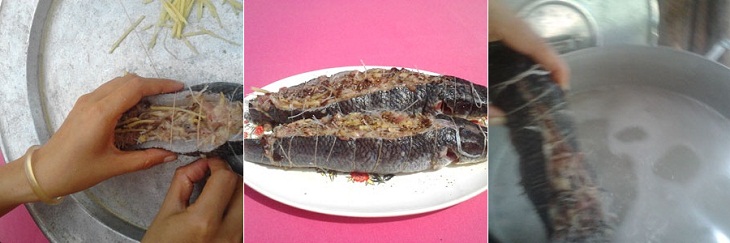 Bước 3 Bó cá Cháo cá lóc nấu ám đặc sản miền Bắc