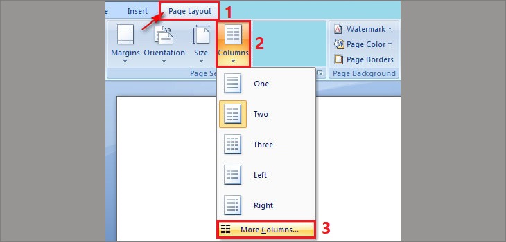 Bạn bôi đen văn bản > Chọn Page Layout > Chọn Columns