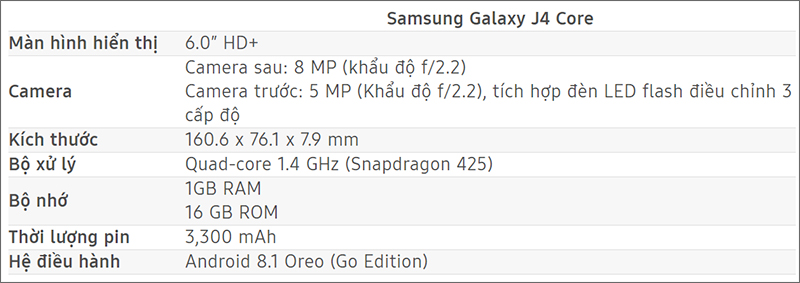 Samsung chính thức mở bán Galaxy J2 Core, J4 Core: Chạy Android Go, giá từ 2.390.000 - ảnh 4 Samsung chính thức mở bán Galaxy J2 Core, J4 Core: Chạy Android Go, giá từ 2.390.000 - ảnh 4