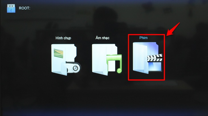 Cách xem phim, nhạc, ảnh trong USB trên Smart tivi Mobell > Cách xem phim, nhạc, ảnh trong USB trên Smart tivi Mobell 2018