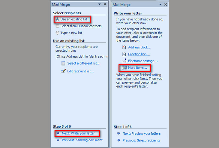 Cách trộn thư trong Word 2007, 2010, 2013, 2016 không phải ai cũng biết > Cách trộn thư trong Word bằng cách tạo mới danh sách chèn + Bước 8