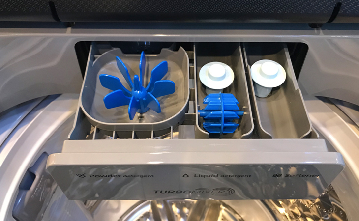 Đánh giá tổng quan máy giặt nước nóng Panasonic NA-FS95V7LMX > Hộp chứa chất giặt tẩy