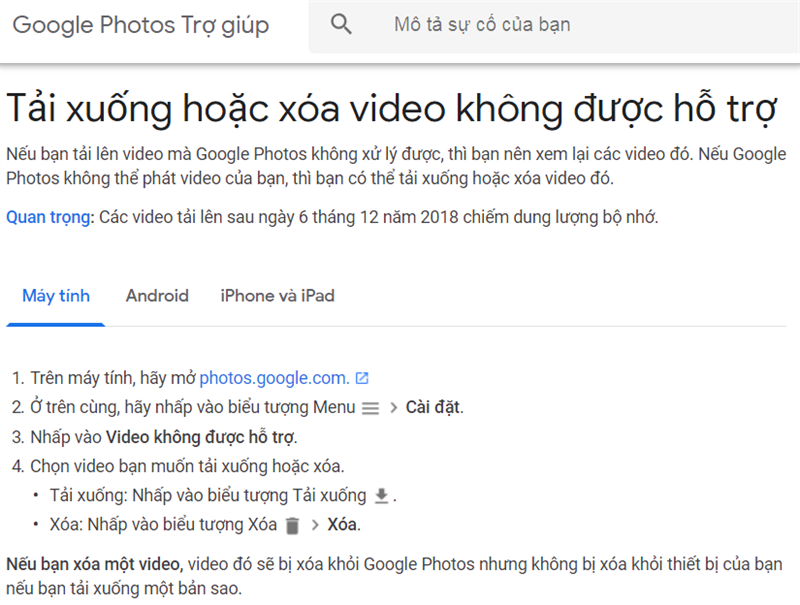 Google Photos giới hạn việc lưu trữ video đối với một số định dạng Google Photos giới hạn việc lưu trữ video đối với một số định dạng