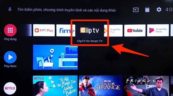Ứng dụng Cliptv trên Android tivi