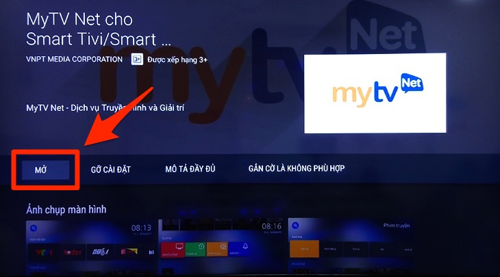 Cách sử dụng ứng dụng MyTV trên Android tivi Sharp 2018 > Cài đặt ứng dụng MyTV