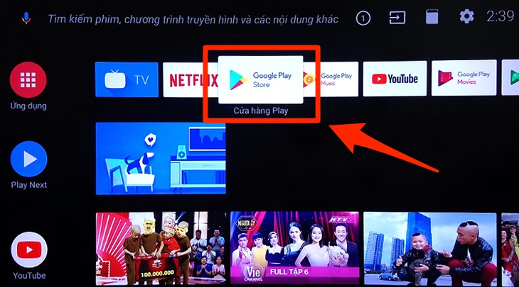 Cách sử dụng ứng dụng MyTV trên Android tivi Sharp 2018 > Ứng dụng Google Play Store trên tivi