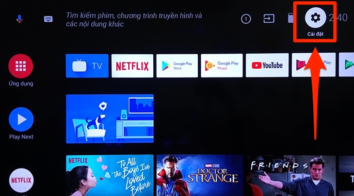 Cài đặt trên Android tivi Sharp