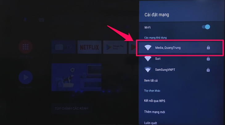 Cách kết nối mạng trên Android tivi Sharp 2018