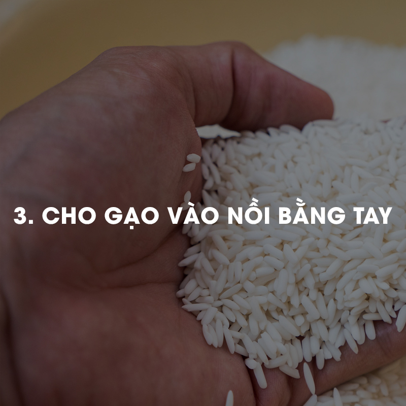 Put the rice in the pot by hand