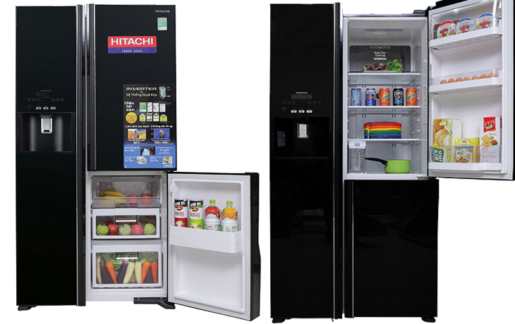 ngăn lạnh và ngăn rau Tổng quan tủ lạnh Hitachi Inverter 584 lít R-M700GPGV2 GBK hiện đại, sang trọng > ngăn lạnh và ngăn rau