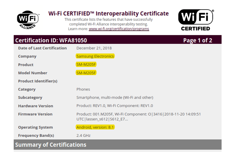 Sau Galaxy M10, đến lượt Galaxy M20 đạt chứng nhận Wifi