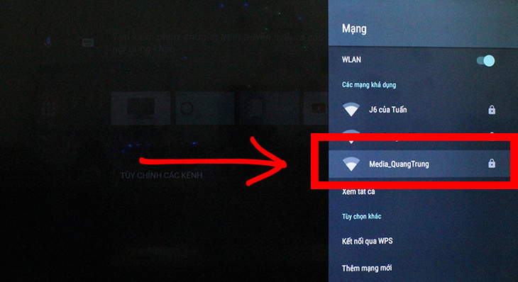 chọn mạng wifi