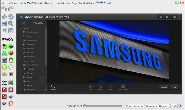 chỉnh sửa ảnh online Phixr