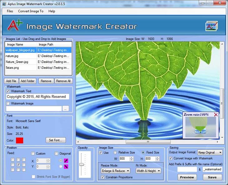 Aplus Image Watermark Creator