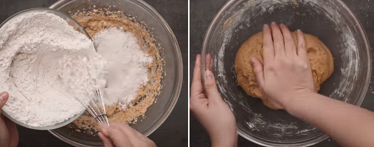 Bước 2 Trộn hai hỗn hợp bột Ngôi nhà bánh quy gừng