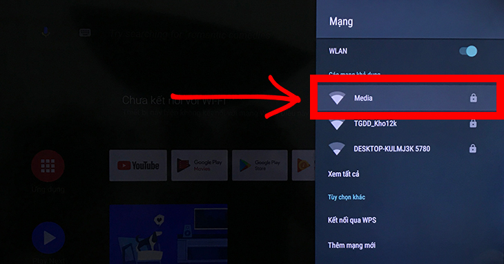 chọn mạng kết nối