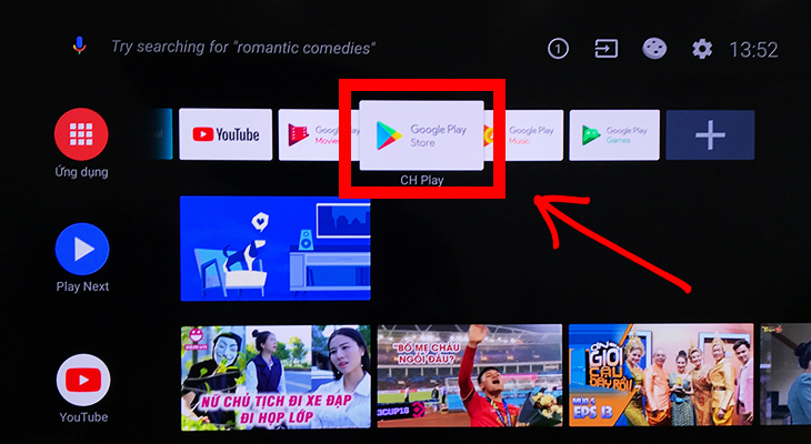vào ứng dụng CH Play
