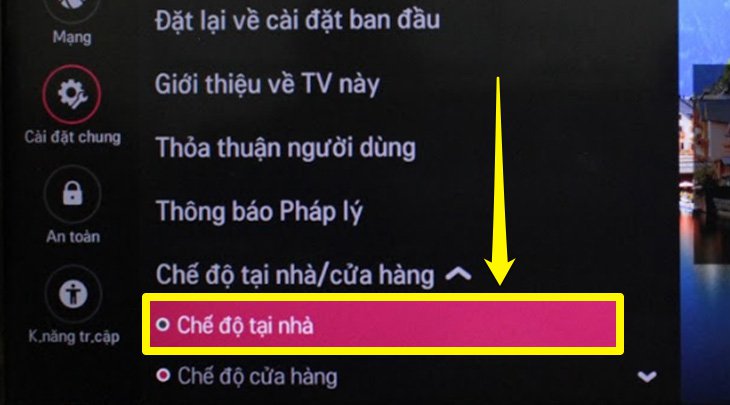 Chọn Chế độ tại nhà