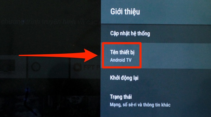 Kiểm tra tên thiết bị tivi