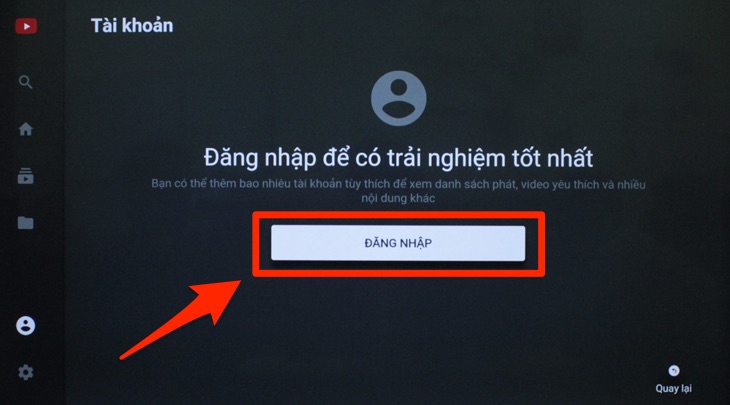 Đăng nhập tài khoản Youtube trên tivi