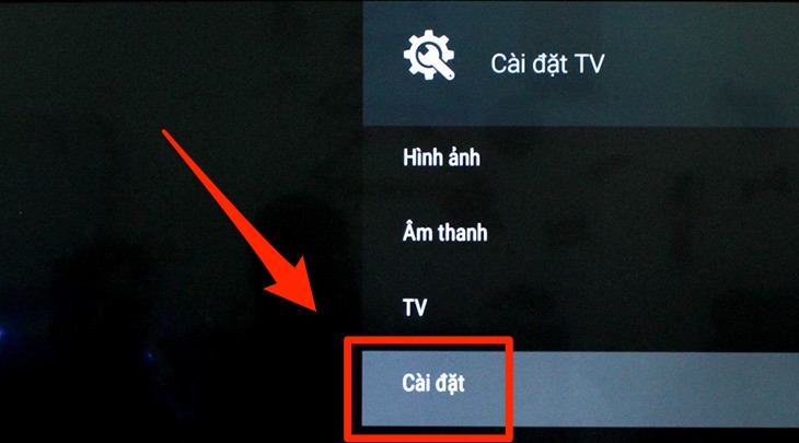 Khu vực Cài đặt TV của tivi Panasonic