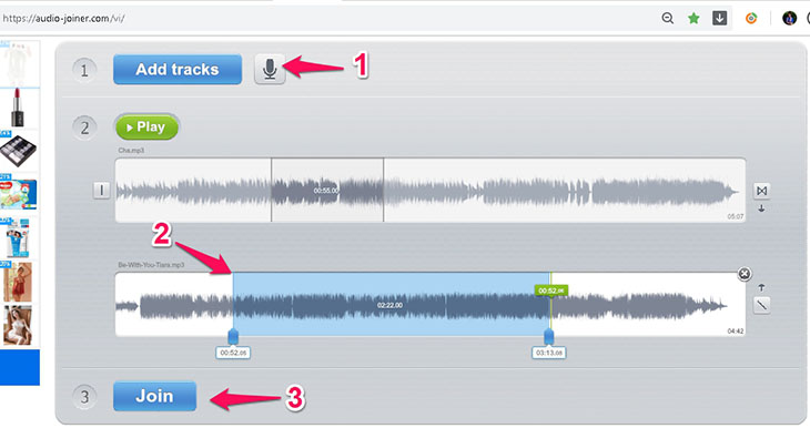 Cắt nhạc trực tuyến bằng Online Audio Joiner - Bước 1