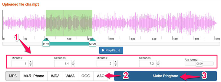 Cắt nhạc trực tuyến bằng Ringtone Cutter Online - Bước 2