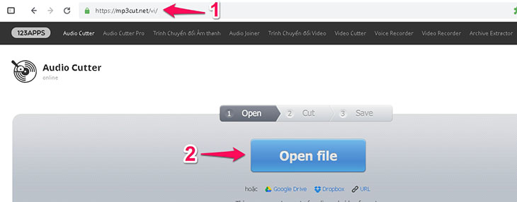 Cắt nhạc trực tuyến bằng Online Audio Cutter - Bước 1