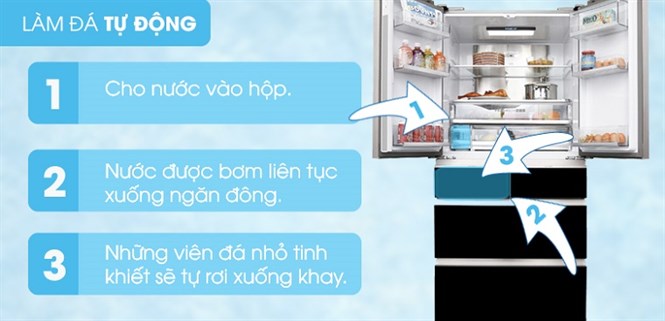 Cách sử dụng chức năng làm đá tự động trên tủ lạnh Aqua