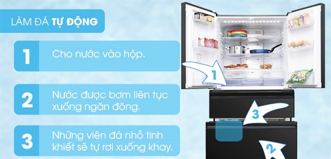 Cách sử dụng chức năng làm đá tự động trên tủ lạnh Mitsubishi