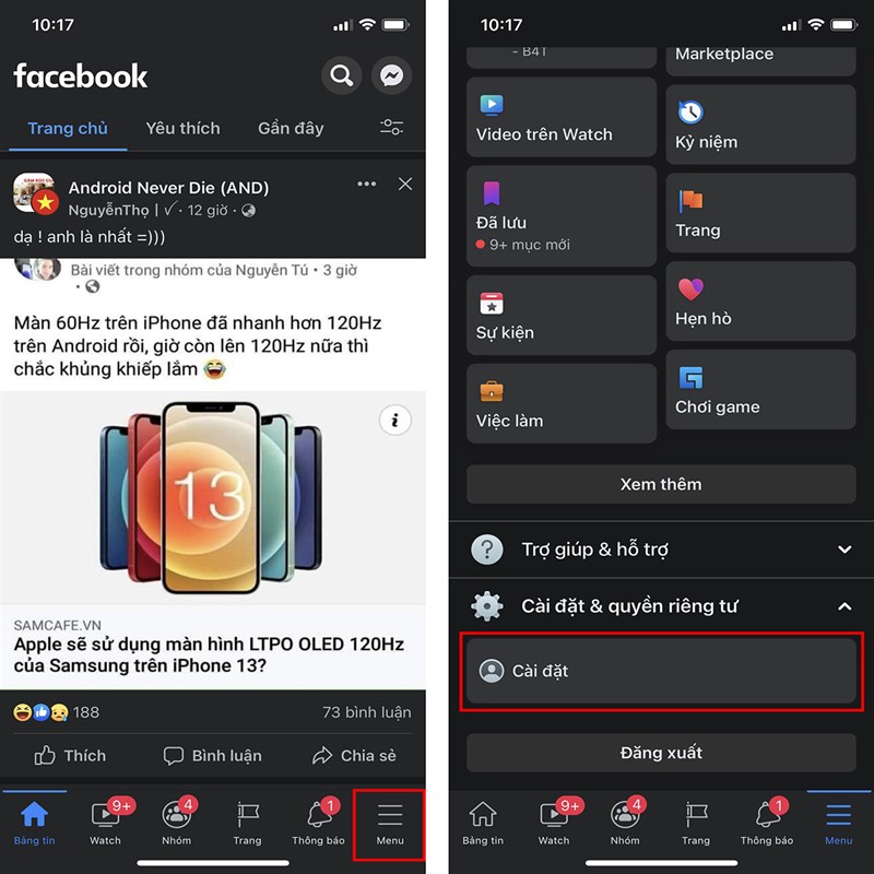 1 Cách đổi nền Facebook thành màu đen trên máy tính điện thoại   ThuThuateduvn