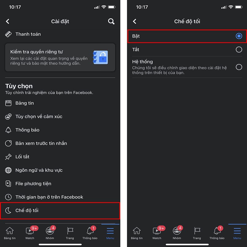 Hướng dẫn bật chế độ Dark Mode Facebook bật chế độ tối cho Facebook trên  iPhone PC Android