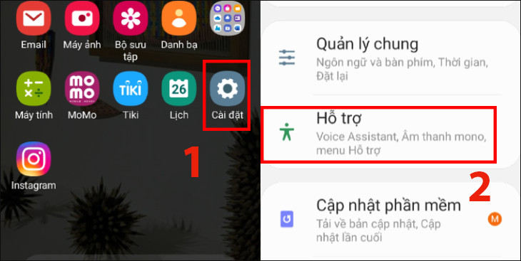 Vào Cài đặt > Chọn Hỗ Trợ.