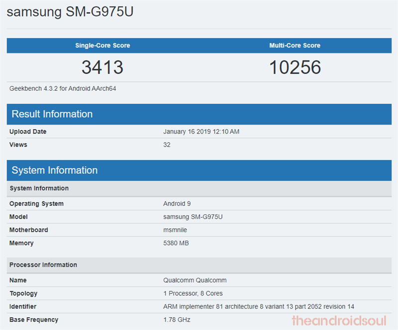 Galaxy S10 Plus Lộ Cấu Hình Sức Mạnh Trên Geekbench