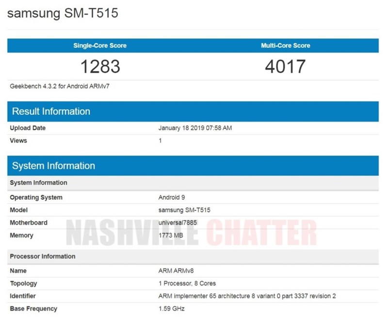 Tablet Samsung dùng chip Exynos 7885, chạy Android Pie có mặt trên Geekbench