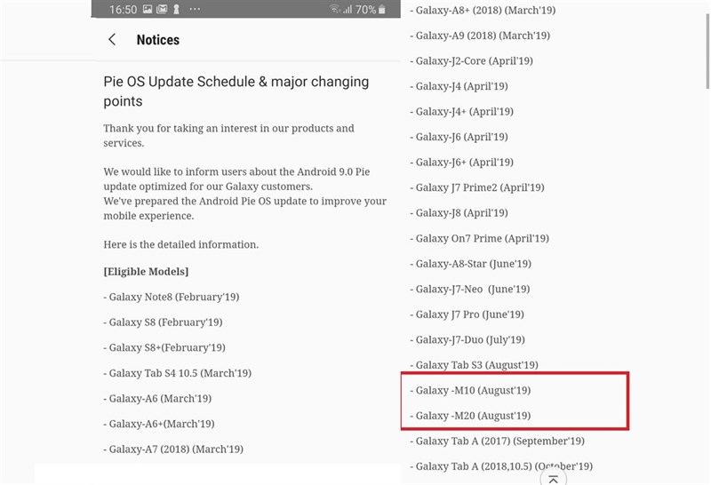 Chưa ra mắt nhưng Samsung xác nhận sẽ cập nhật Android Pie cho Galaxy M10, M20